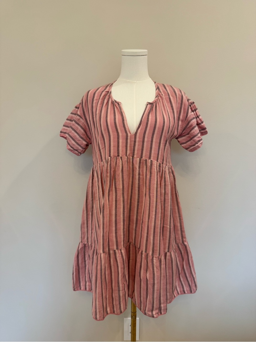 Maisin Striped Pink Tiered Dress